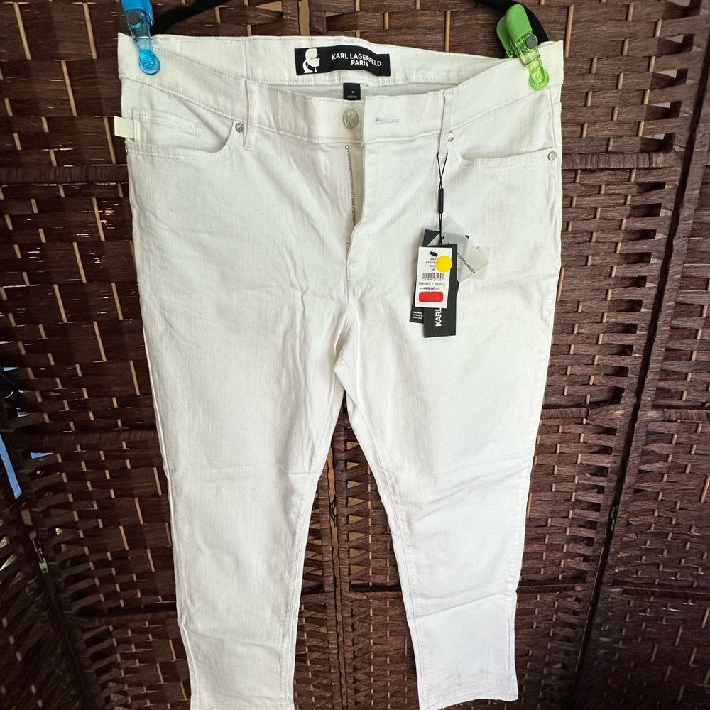 Karl Lagerfeld White Mod Rise Above Ankle Skinny Jeans Size 16 NWT